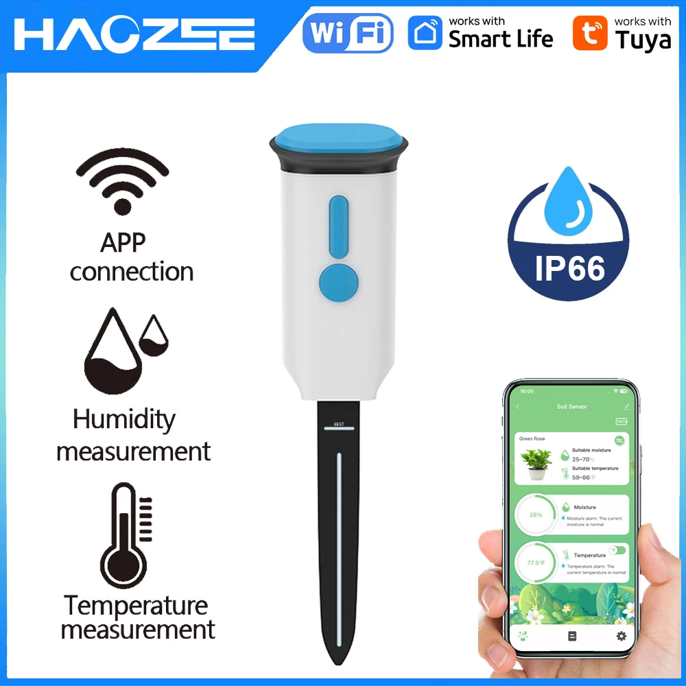 Smart Garden Moisture Sensor - Haozee Tuya Smart WiFi Bodemvochtsensor Detector