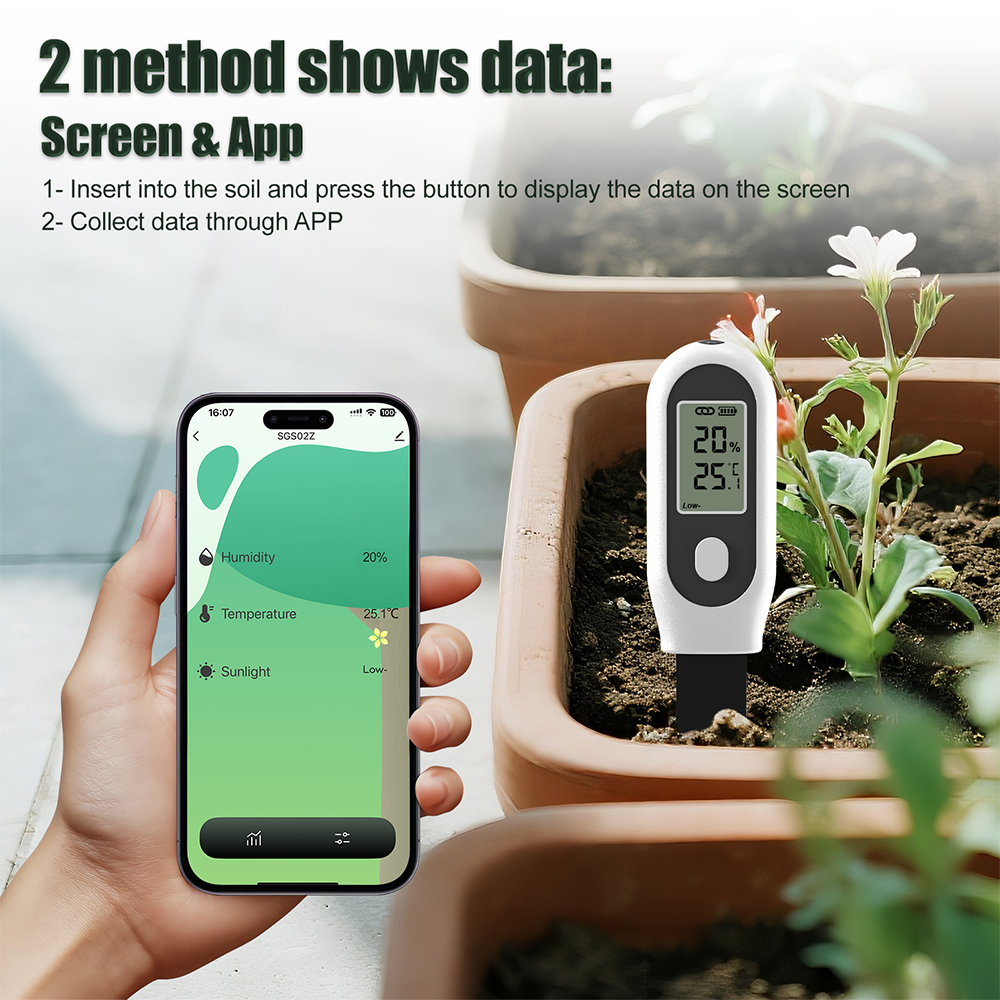 Smart Garden Moisture Sensor - 3-in-1 Bodemtester Zigbee Slimme Bodemsensor Bodemtemperatuur-vochtigheids-zonlichtmeter