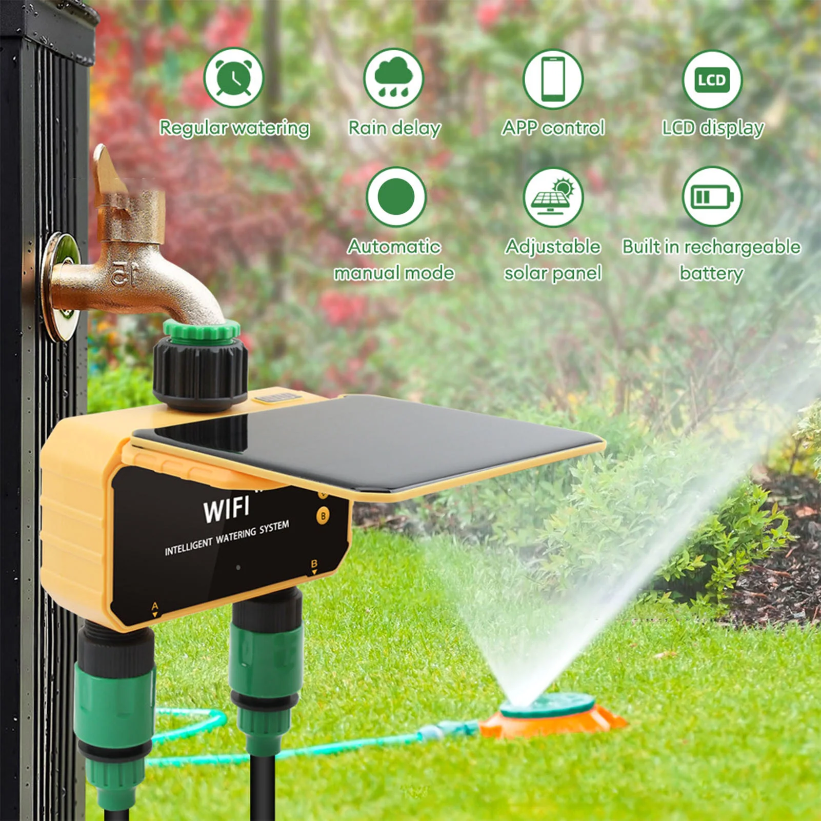 Smart Garden Is - Solar WiFi Smart Irrigatie Timer Regendetectiefunctie
