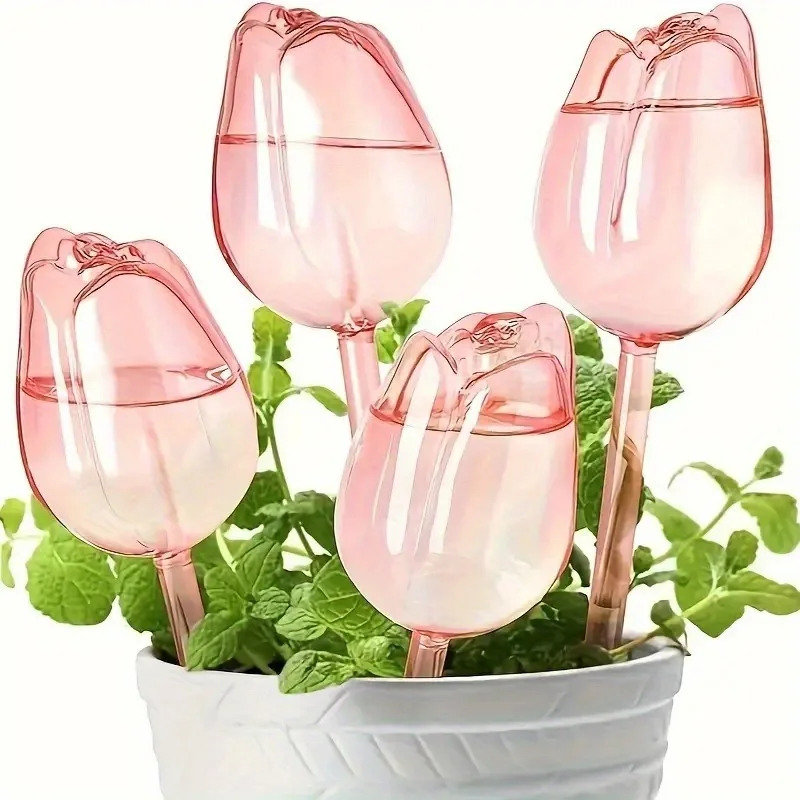 Roze tulpenplantenbesproeiings - Plant Watering Globe recensie en prijs